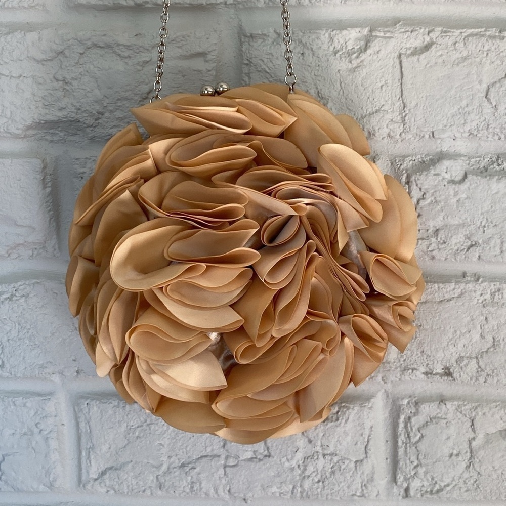Fornash Long Chain Champagne Color Ruffled Handbag - Picture 2 of 5